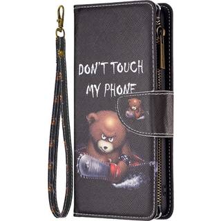 Samsung Galaxy A73 (5G) Læder Flip Cover m. Stor Pung - "Don&#39;t Touch My Phone"