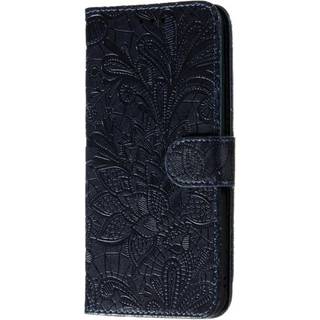 Samsung Galaxy M11 Blomster Blonder Læder Flip Cover m. Pung - Sort