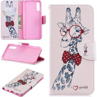 Samsung Galaxy A70 Læder Flip Cover - Giraf