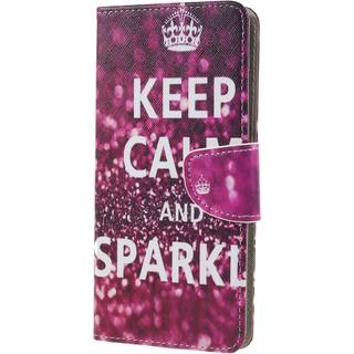 Samsung Galaxy A9 (2018) Læder Cover m. Pung "Keep Calm and Sparkle"