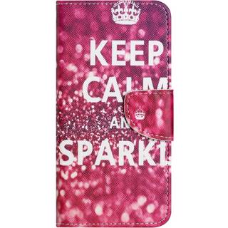 Samsung Galaxy A24 Læder Flip Cover m. Pung & Ståfunktion - "Keep Calm and Sparkle"