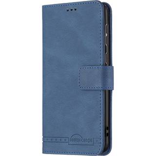 Samsung Galaxy A73 (5G) BINFEN Blødt Læder Flip Cover m. Pung - Udvendig Magnetflap - Blå