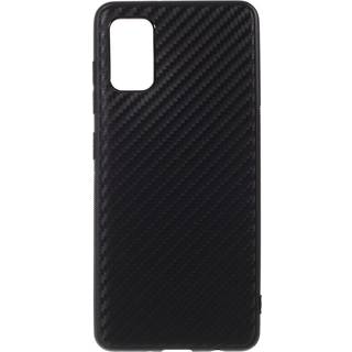 Samsung Galaxy A41 Carbon Fiber Fleksibel Plastik Cover - Sort