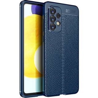 Samsung Galaxy A73 (5G) Fleksibelt Plastik Bagside Cover - Litchi Tekstur - Blå
