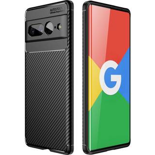 Google Pixel 7 Pro Carbon Fiber Fleksibelt Plastik Bagside Cover - Sort