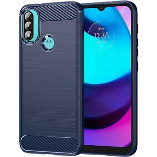 SKALO Moto E20/E30/E40 Armor Carbon Stødsikker TPU-cover - Blå