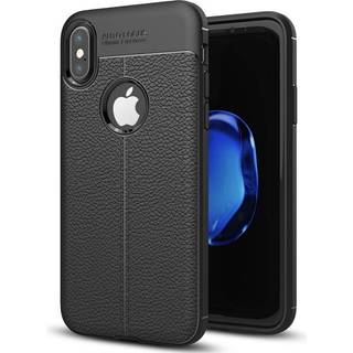 Lædermønstret silicone cover Apple iPhone X / Xs  - sort