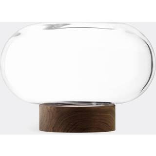 LSA International Vases - 'Oblate' vase, wide in TRANSPARENT Glass and Wood