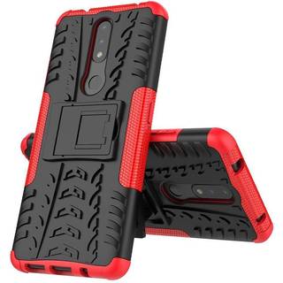 Nokia 2.4 Håndværker Case m. Kickstand - Sort / Rød