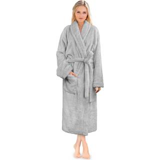Pavilia Premium Womens Plush Soft Robe Fluffy Warm Fleece Sherpa Shaggy Bath (2XL/3XL Light Gray)
