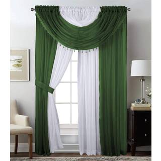 Sapphire Home Windows Sheer Curtains - To tone 4 paneler indstillet med valance og bindinger 55 """" x 84 """" Privatliv Voile -vindue gardiner til s
