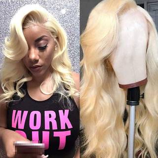Royal Impression 613 Blonder Front Wig Human Hair 13x4 Transparent kropsbølgeblond blonder foran parykker menneskehår forud plukket 180% densitet