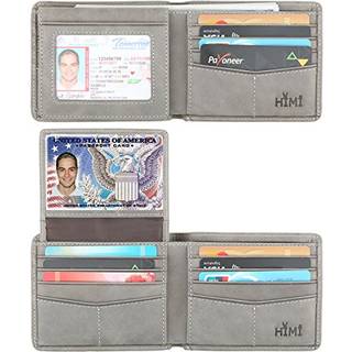 Himi Wallet for Men-Genuine Leather RFID Blokering Bifold Stilfuld tegnebog med 2 ID-vindue (grå)