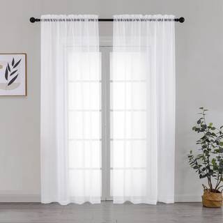 SimpleBrand White Sheer Curtains 84 inches L?ngde 2 Paneler S?t rene hvide gardiner Lysfiltreringsstang Lommevindue Sheer Curtain Panels Elegante