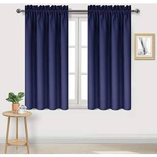 DWCN Blackout gardiner Termisk isoleret energibesparende soveværelse og køkkengardiner vindue behandlinger W 38 x L 45 tommer sæt med 2 marineblå