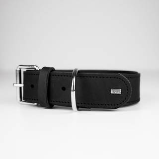 Læderhalsbånd Okse XL 75 cm sort