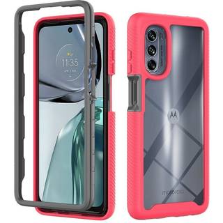 Motorola Moto G62 Håndværker Bagside Cover m. Gennemsigtig Bagside - Rød