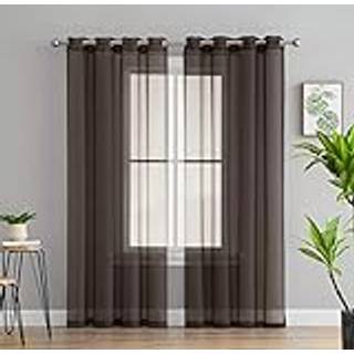 HLCME 2 stykker semi ren voile vinduesgardin gardin Grommet paneler til sovev?relse og stue (54 w x 84 l chokoladebrun)