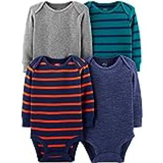 Enkle glæder ved Carter's Unisex Babies 'Longærmet termiske bodysuits Pack of 4 Blue Heather/Gray Heather/Stripe Preemie