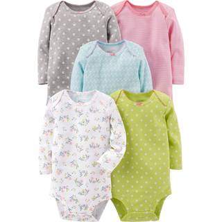 Enkle glæder ved Carters baby 5-pack langærmet bodysuit grå/lyserød/lime/blå 6-9 måneder