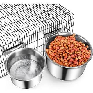 Hund Food & Water Bowl Shineme 2 Pack Rustfrit st?l Pet Bowls til hunde og katte,