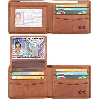Himi Wallet for Men-Genuine Leather RFID Blokering Bifold Stilfuld tegnebog med 2 ID-vindue (brun)