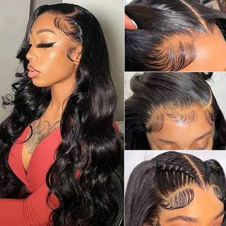 Queen Story 30 tommer HD blonder foran parykken Human Hair 4x4 Body Wave Lace Front Wigs Human Hair Pre plukket med babyh?r 150% densitet Brasili