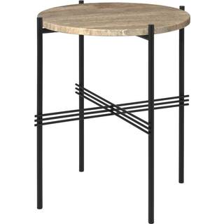 GUBI TS Sidebord Rundt Ø40 Sort/Varm Taupe Travertin