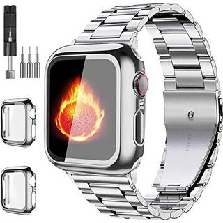 Bekomo 3-Pack Apple Watch Band med skærmbeskyttelsessag rustfrit stål metal elegant design let justering højteknologisk overfladefinish