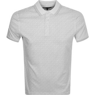 MK Greenwich Logo Print Cotton Jersey Polo Shirt - White - Michael Kors - XL