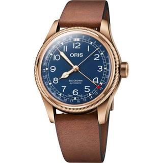 ORIS Big Crown Pointer Date Bronze, blå skive med brun rem -40 mm