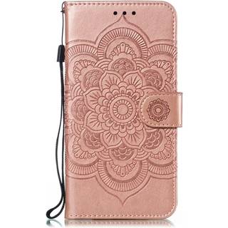 Samsung Galaxy A20e Læder Cover m. Pung Mandala Mønster Rose Gold