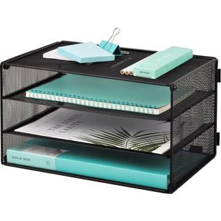 EasyPres Paper Organizer Bakke 3 Tier Mesh Desk File Arrangørbrev Sorterer Holder til hjemmekontor Sort