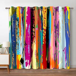 Jekeno Abstract Blackout Curtains Farverig Rainbow Design Multicolored Tainted Pattern Home Bedroom Living Room Hippie Decor Grommet Window Garde