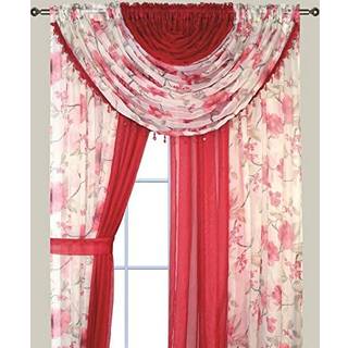 Sapphire Home Blomster Sheer Curtains - 4 Paneler Set med Valance 84 """" Lang lysfiltrering af privatlivets fred Vindue Gardiner til stue Sovev?re