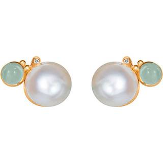 OLE LYNGGAARD COPENHAGEN BoHo ørestikker i 18kt. guld med stor perle, aquamarin og diamanter