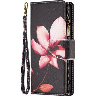Samsung Galaxy A73 (5G) Læder Flip Cover m. Stor Pung - Lyserød Blomst