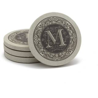 T?rsten af ???-pakning monogrambrev M Sandstone Coasters fremstillet i USA Dekorativ absorberende Wipes Clean