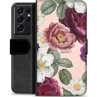 Samsung Galaxy S21 Ultra 5G Premium Flip Cover med Pung - Romantiske Blomster