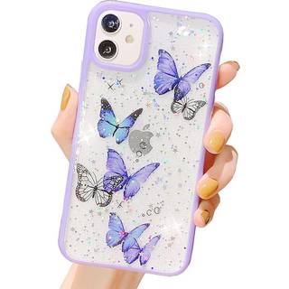 iPhone 11 Case Glitter Butterfly Sparkle Case for Women Girls Cute Slim Soft Silicone Gel Bling Telefonkasse Kompatibel til Apple iPhone 11 - Pur