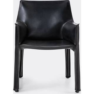 Cassina Seating - 'Cab 413' armchair, leather, black in BLACK Internal metal frame, saddle l