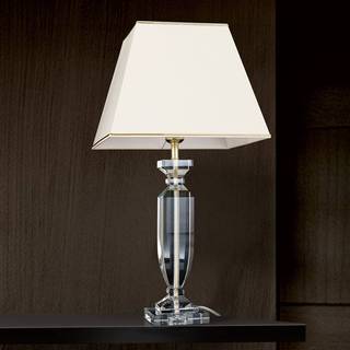 Pokal bordlampe med krystal, guld/creme