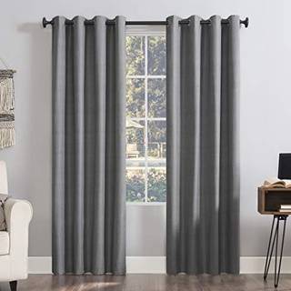 Sun Zero Columbia 2-Pack Thermal Energy Saving 100% Blackout Grommet Curtain Panel Pair 50 """" X 84 """" Gray