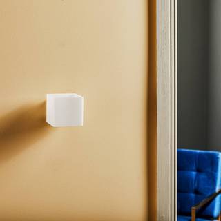 Casablanca Væglampe CUBE, dæmpbar, Hvid/opal, Stue/spisestue, Glas, Design