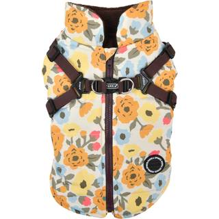 Puppia Puppia Alyssa Winter Dog Coat med integreret sele No Pull koldt vejr Vandt?t varm fleece tilbage lynl?s til lille og medium hund brun stor