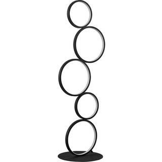 Lindby LED-gulvlampe Jacek, sort, metal, 110 cm, ringe