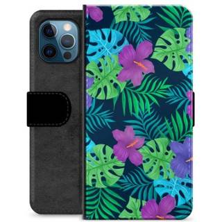 iPhone 12 Pro Premium Flip Cover med Pung - Tropiske Blomster