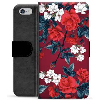 iPhone 6 / 6S Premium Flip Cover med Pung - Vintage Blomster