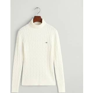 GANT Dame Kabelstrikket sweater af strækbomuld med rullekrave (XS)