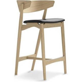 Sibast Furniture No 7 Barstol Hvidolieret Egetræ og Sort Læder